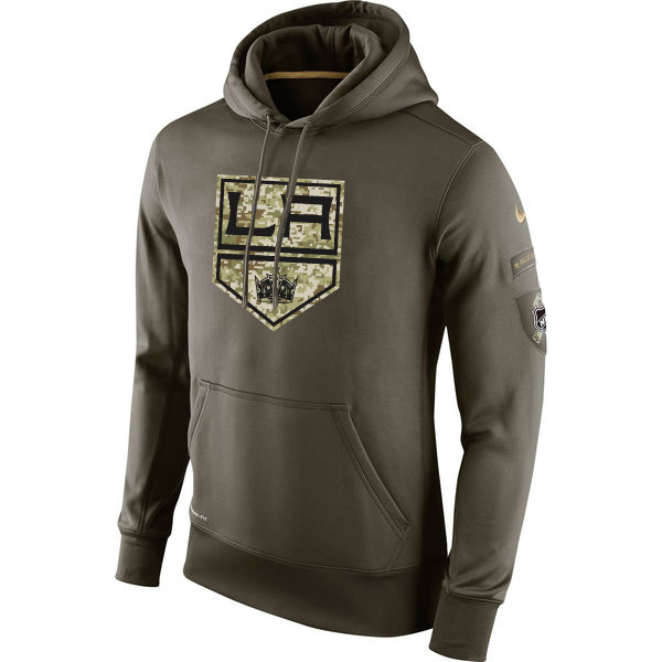 Men NHL Los Angeles Kings Nike Olive Salute To Service KO Performance Hoodie Green
